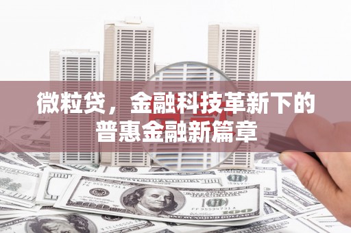 宝坻微粒贷，金融科技革新下的普惠金融新篇章